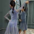 Latin Dance Clothes For Kids Long Sleeve Velvet Mesh Practice Dresses Ballroom Dance Competition Clothes Rumba Dancewear VO1503