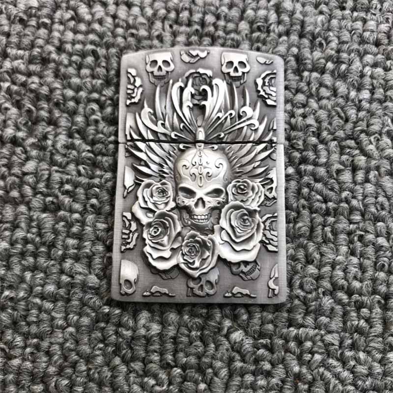 Metal Badge for Kerosene lighter Oil Lighter DIY Handmade Smoker Accessories Gadgets Lighters Skull carving 015