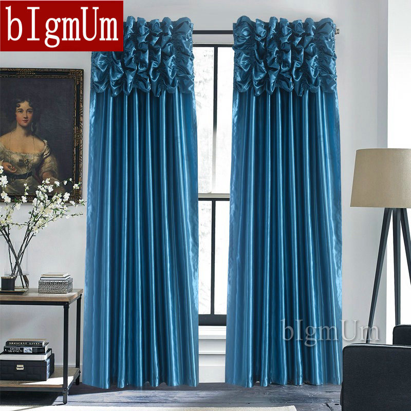 Luxury Valance & Curtains for Window Customized Ready Made Window Treatment /Drapes For Living Room/Bedroom Solid Color Panel