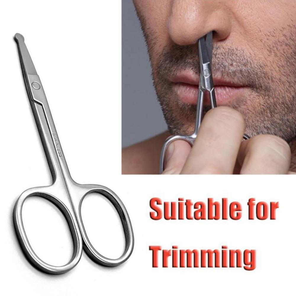 1pc Stainless Steel Makeup Scissors Small Nose Hair Scissor Rounded Eyebrow Eyelashes Epilator Face Hair Removal Tools