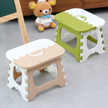 Plastic Folding Stool Thickening Chair Portable Home Furniture Children Convenient Dining Stool-Coffee + White