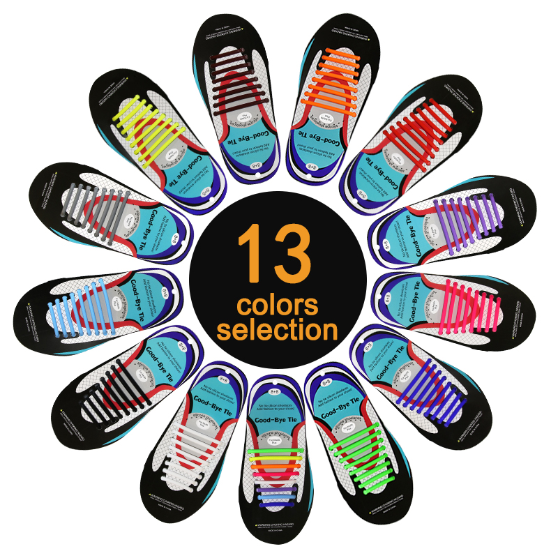 2021 new arrival 16pcs/pack silicone no tie shoelace round elastic shoe laces rubber shoelaces for kid adult dropshipping