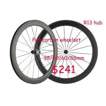 Full 700C Carbon Road Clincher bike Wheels 38/50/60/88mm Bicycle Wheelset3k Matte Basalt brake