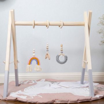 1Set Nordic Cartoon Baby Wooden Gym Fitness Frame Rack Hanging Pendant Toys Kit Toddler Infant Room Decorations