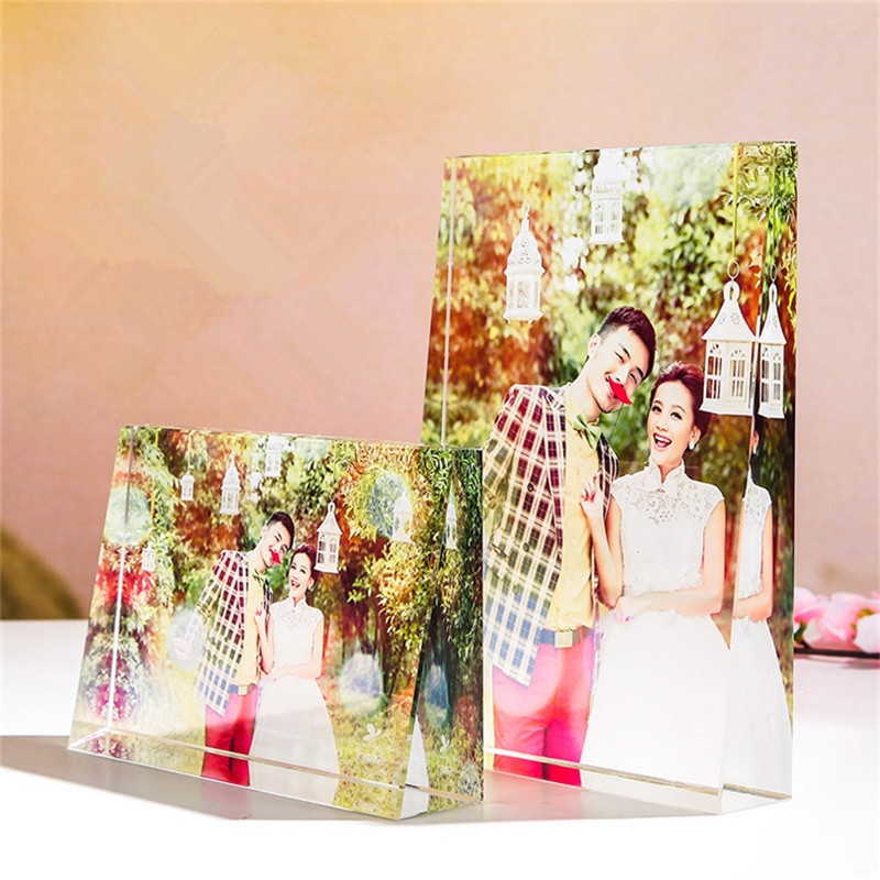 Customized Christmas Gift Decoration Square Shape Crystal Photos Frame Picture Printed for Lover Friend Family Wedding Albums