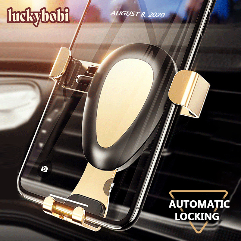 Luckybobi Car Phone Holder For Phone in Car Air Vent Gravity Clip Mount Metal MobilePhone Holder GPS Stand Universal S02