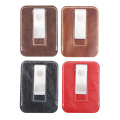 Men Money Clips Vintage PU Leather Front Pocket Clamp For Money Holder Short Money Clip Wallet With Card ID Case