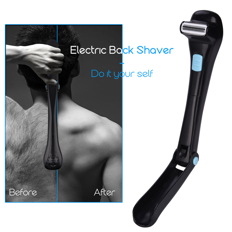 2 in 1 Electric Back Hair Shaver Foldable Long Handle Razor Remover Shaving Machine Safe Epilator Self Groomer with Big Blade