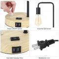 Edison Table Lamp with USB Ports & Outlet