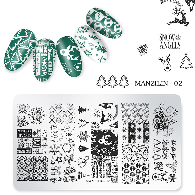 6x12cm Rectangle Nail Art Christmas Printing Mold Steel Plate Nail Printing Tool Snowflake Nail Decoration Accessories