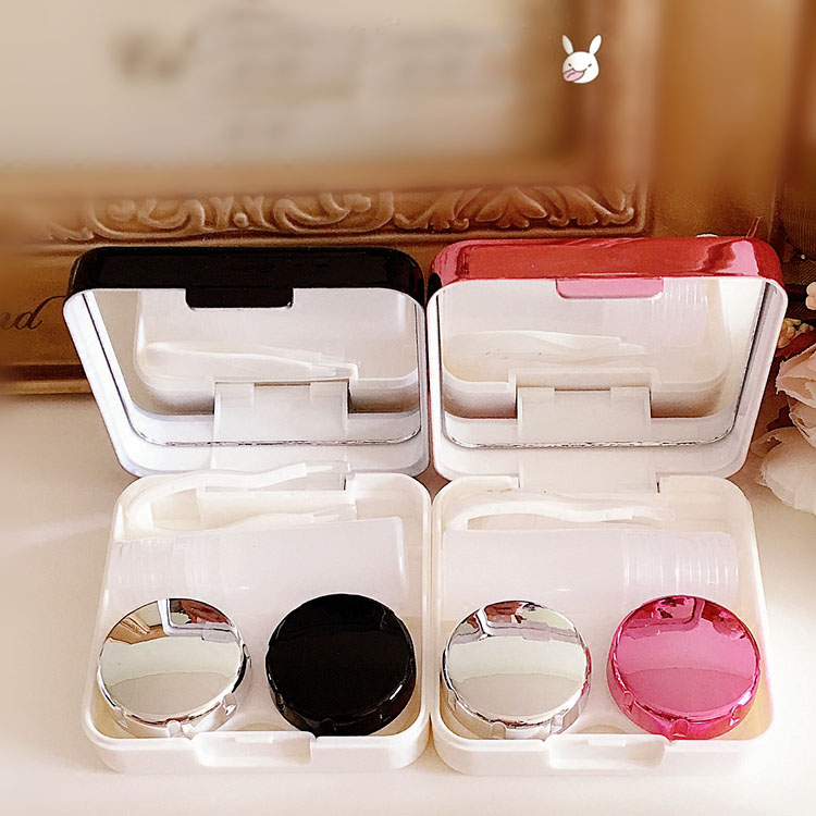 2019 Colored Contact Lens Case With Mirror Women Man Unisex Contact Lenses Box Eyes Contact Lens Container Lovely Travel Kit Box