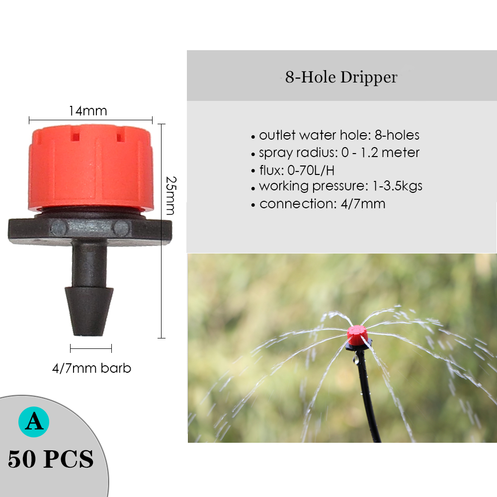 Adjustable Irrigation Dripper Sprinkler Garden Micro Spray Rotating Nozzle 4/7mm Hose Lawn Vegetables Watering Cooling System
