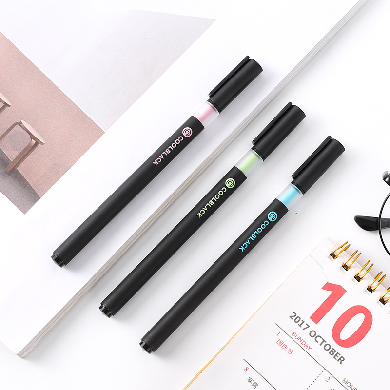 3pcs Cool Black Color Gel Pens for Writing Signature 0.5mm Roller Ball Pen Stationery Office Accessories School Supplies A6819