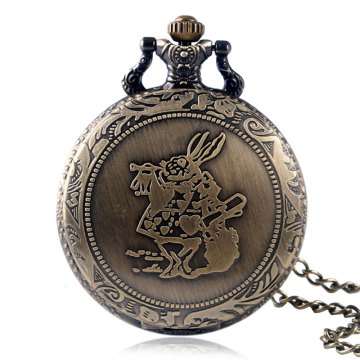 KW Rabbit Cute Copper Hot Trendy Men Womens Bronze Necklace Chain Pendant Alice in Wonderland Quartz Pocket Watch Gift cep saati