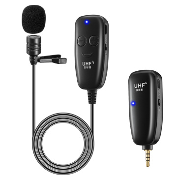 UHF Wireless Lavalier Microphone Lavalier Lapel 50M HD Sound Interview Mic Voice Recording Mic for iPhone Android Phone DSLR