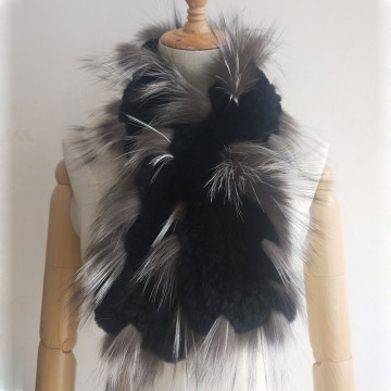 Ladies Real Rex Rabbit Fur Scarf Knitted Fashion Winter Knitted Genuine Fur Scarves Women 2019 Female Luxury New Fashion Scarfs