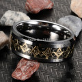 Cheap Price Free Shipping USA Hot Sales 8MM Silver Bevel New GP Mason Foil Black Fiber Inlay Men's Fashion Tungsten Wedding Ring