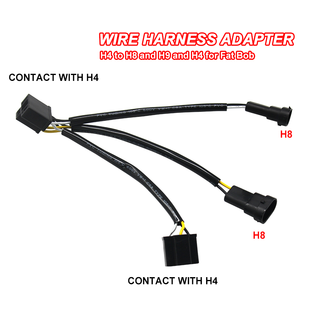 Wire Harness Adapter Plug and Play H4 to H8 and H9 and H4 for Fat Bob Lamp LED Headlight