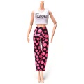 TOYZHIJIA 2Pcs/setfashion Casual Clothes Clothing Set Handmade Vest Pant Doll Summer Cool Suit Clothingfor Barbies Gift
