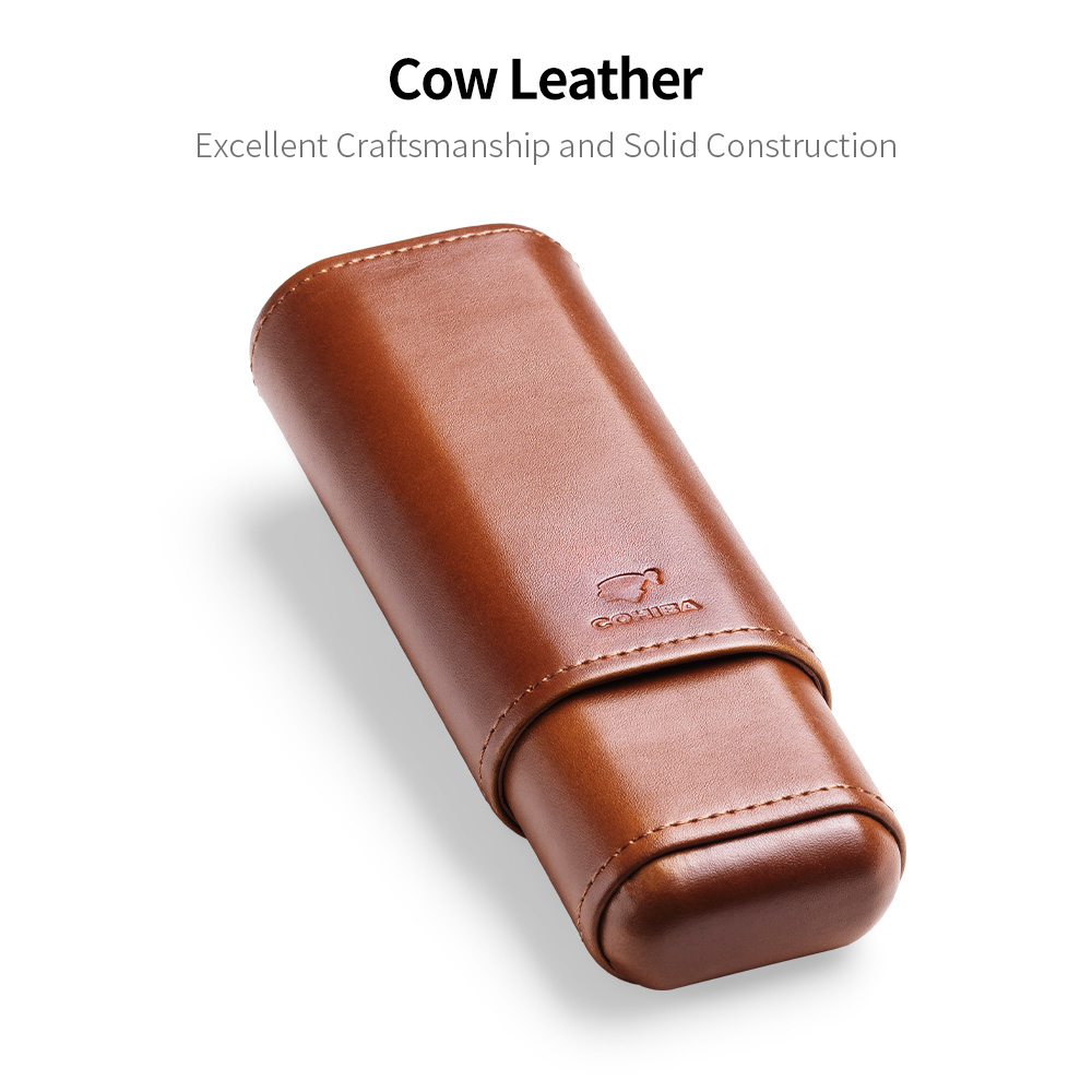 CIGARLOONG Cigar case portable cow leather Cedar wood cigar moisturizing case cigar humidor holster can store 2 sticks CLH-0056