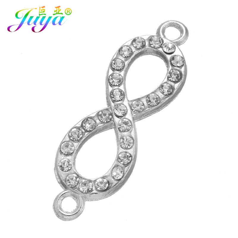 Wholesale 20pieces/lot Cz Rhinestones Gold/Silver Color Infinity Charm Connectors Accessories For DIY Jewelry Making