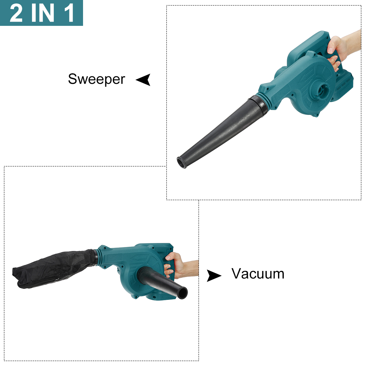 2 IN 1 Cordless Electric Air Blower Vacuum 18000r/min Leaf Computer Dust Collector Cleaner Power Tool for 18V Makita Battery