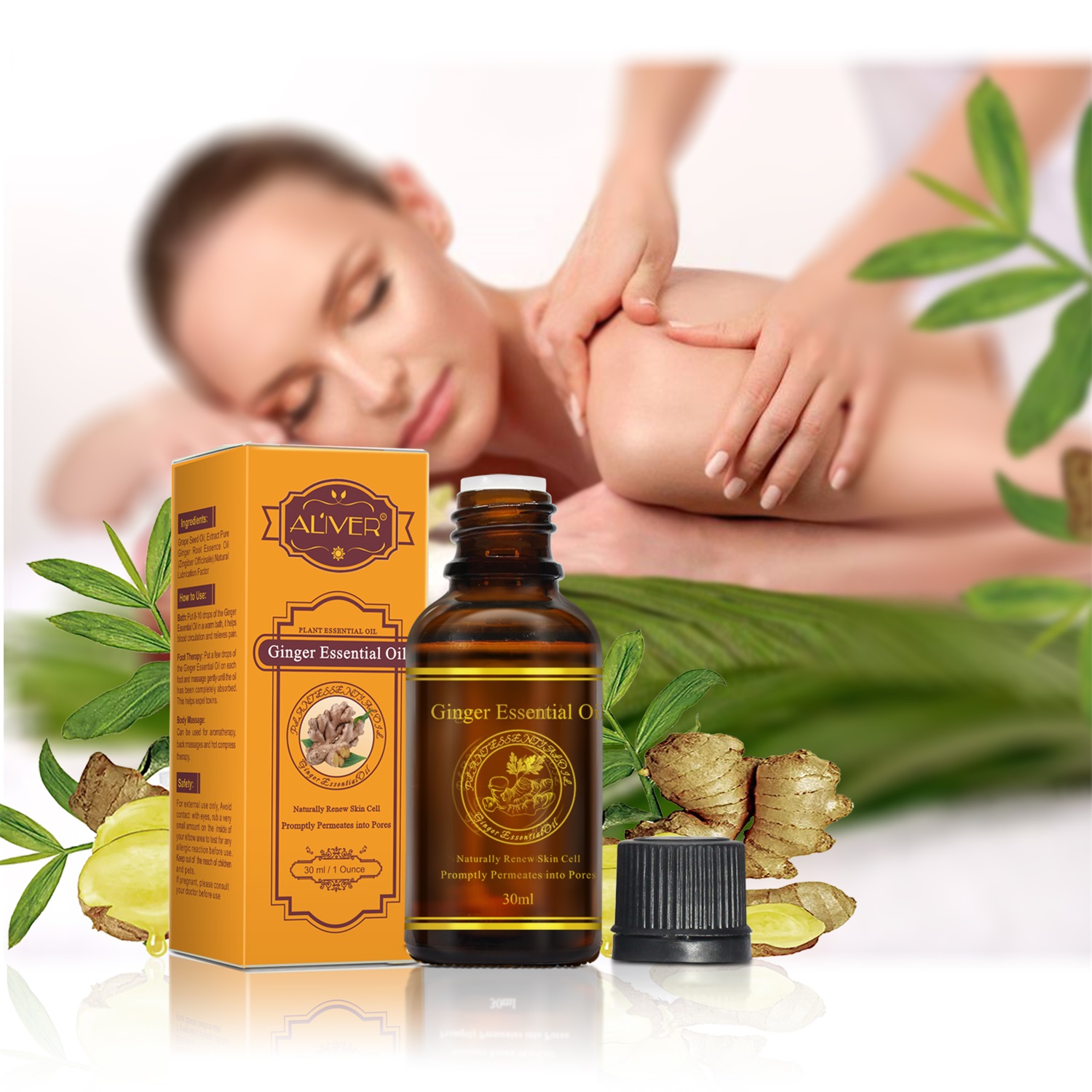 1pcs 30ml Pure Plant Essential Oils Ginger Essential Oil Body Massage Essential Oil Relax Spa Improve Sleep Body Skin Care TSLM1