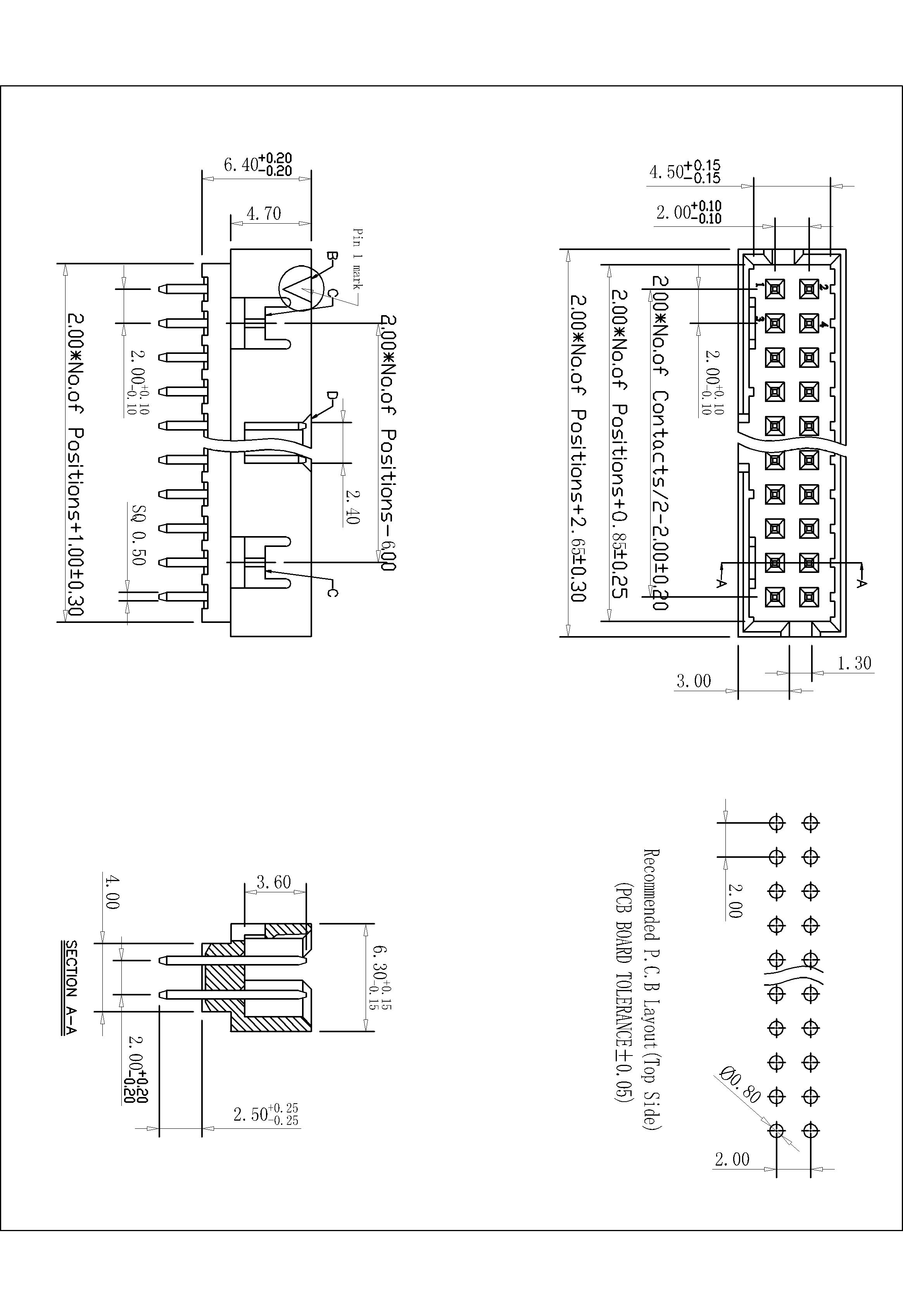 BHCS03 2.00mm Box Header 180°H=6.4