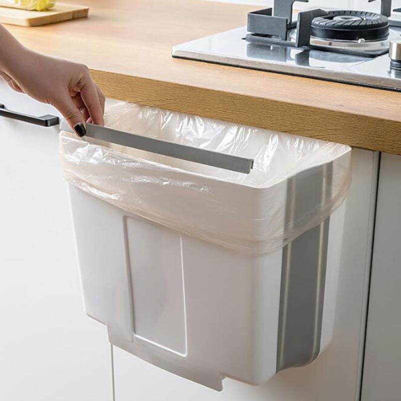 NEW Folding Trash Can Kitchen Cabinet Garbage Door Hanging Can Wall Mounted Trash Bin Car Toilet Waste Storage Drop Ship