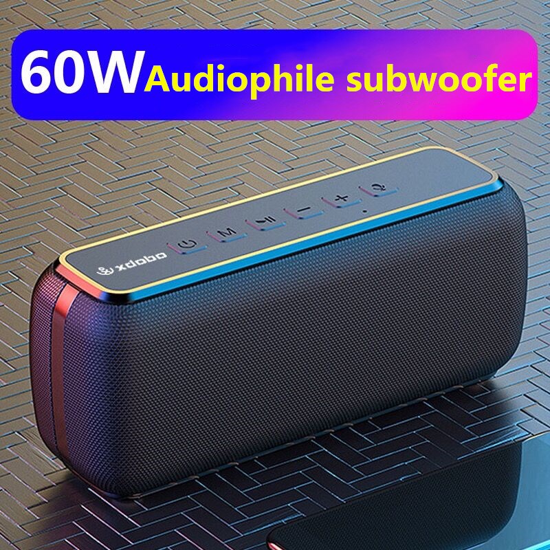 60W anti-drop bluetooth speaker waterproof portable column bass speaker subwoofer super bass USB/TF card music center sound bar