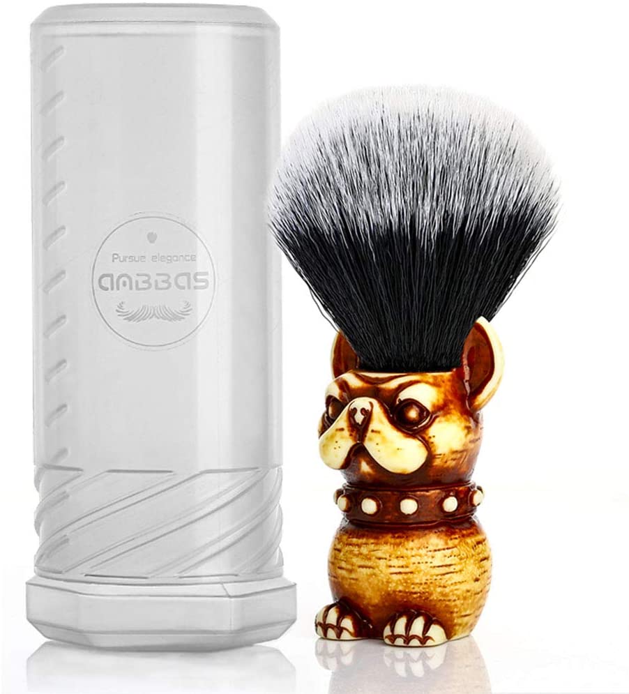 Synthetic Badger Shaving Brush Resin Handle Nylon Bristles Hair Lathering Foam Brush for Men with Travel Case Wet Shave Knot 22m