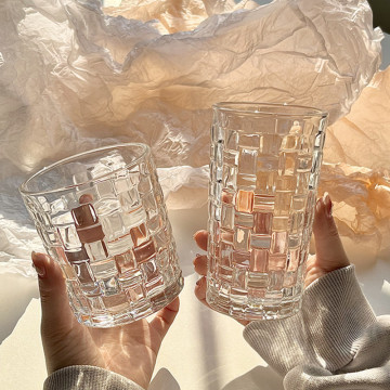 Relief style glass water cup