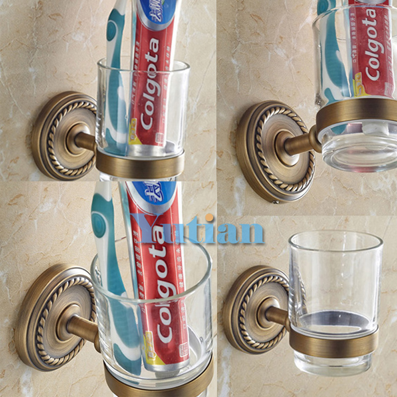 Free shipping Fashion toothbrush holder,Pure copper&glass,,Double cup, Bathroom cup holder bathroom set-wholesale YT-12297