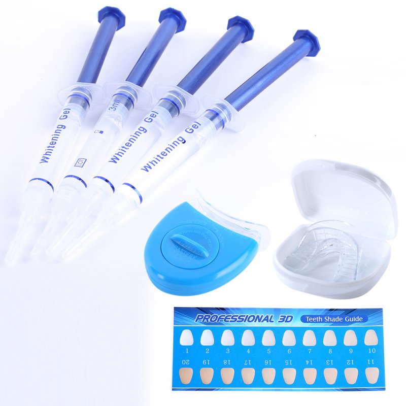 Teeth Whitening Kit With 4 Gel 2 Strips 1 Light 1 Box Tooth Whitener Bleach Bright White 3D Oral Teeth Whitening 44% Peroxide