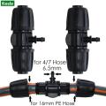 KESLA 2PCS Garden 16mm to 4/7mm Hose Tee Connector w/ Thread Lock Irrigation Water Adapter PE Tubing to 1/4'' Hose Joint