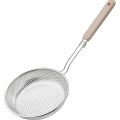 1 pcs wooden handle stainless steel colander strainer noodle cooking spatula pasta oil spoon strainer kitchen tool