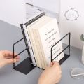 1 Pair Iron Bookends Book Support Simple Desktop Office Magazine Stand Holder