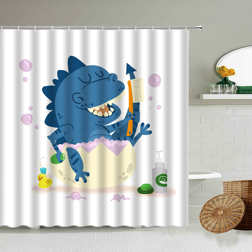 Bathing Pig Shower Curtains Cartoon Alpaca Dinosaur Cute children Bathroom Decoration Waterproof Curtain Toilet partition