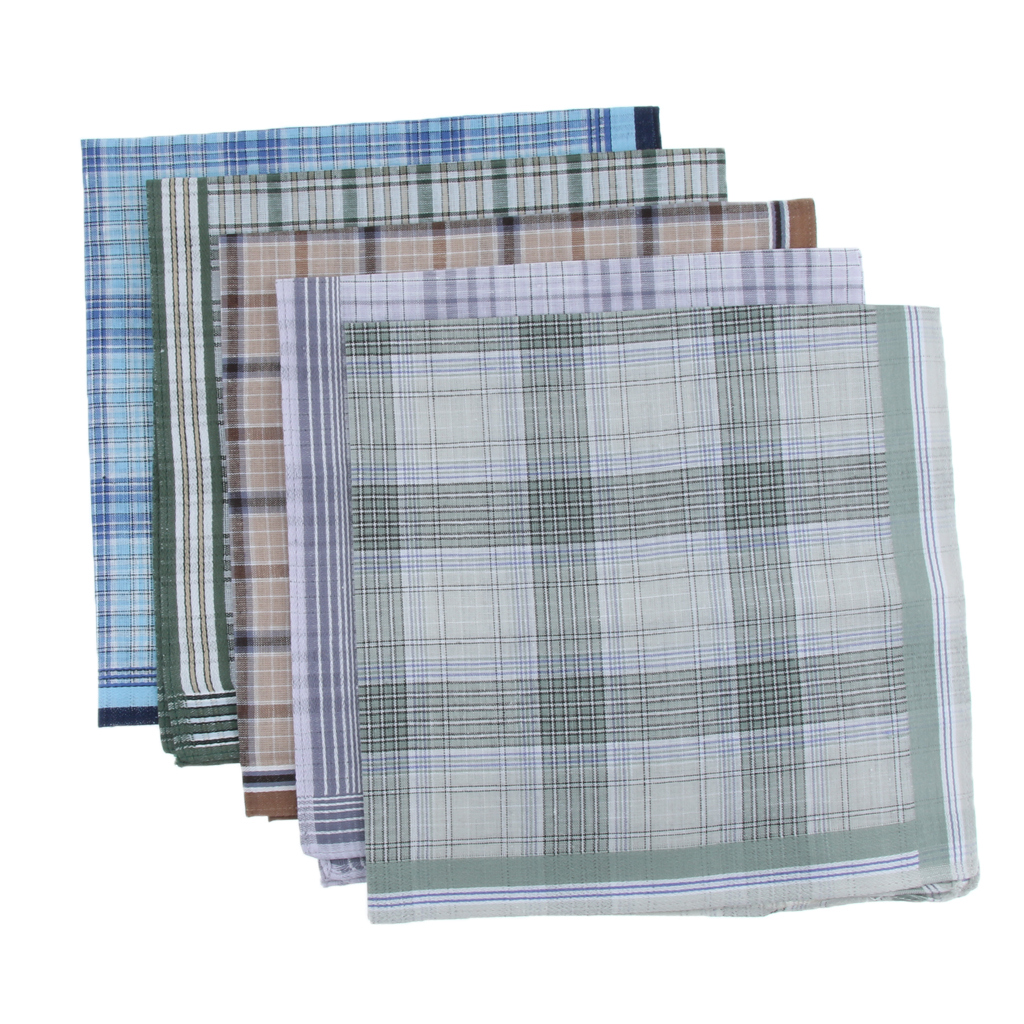 5 Pcs 100 % Cotton Handkerchiefs Men Premium Pocket Square Hankies Gift Male Handkerchief