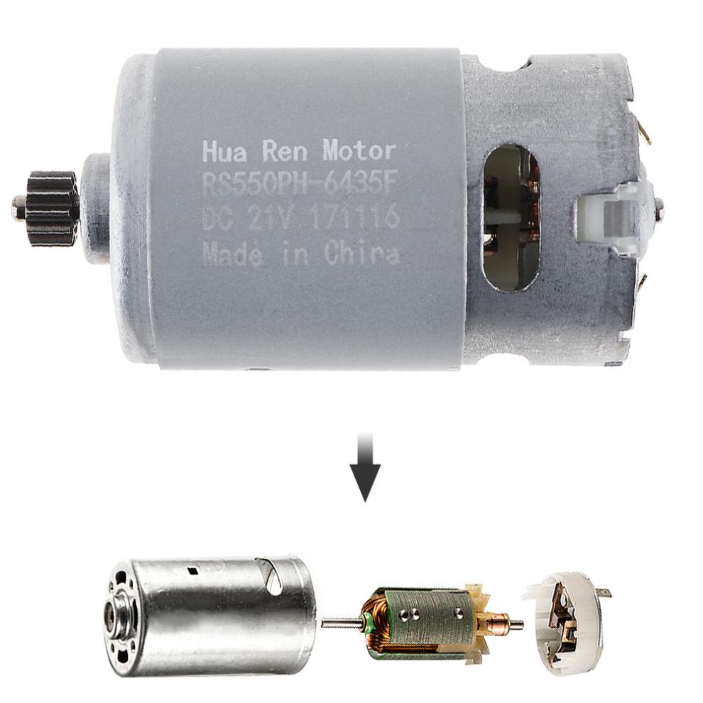 1pc RS550 12V 16.8V 21V 25V 19500 RPM DC Motor with Two-speed 12 Teeth and High Torque Gear Box for Electric Drill / Screwdriver