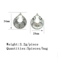 2020 New 5pieces/bag 34*28mm Zinc Alloy Round Water Drop Connector Charms Linker for DIY Earrings Necklace Jewelry Accessories