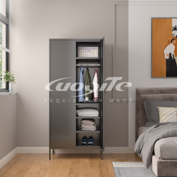 Steel Black Wardrobe With Legs Support