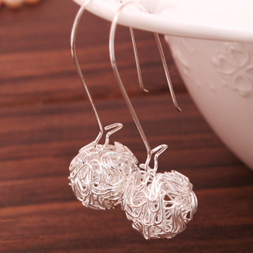 Pendientes Hot Fashion Silver Plated Personality Hollow Ball Spherical Vintage Stud Earrings Jewelry Boucles d'oreilles