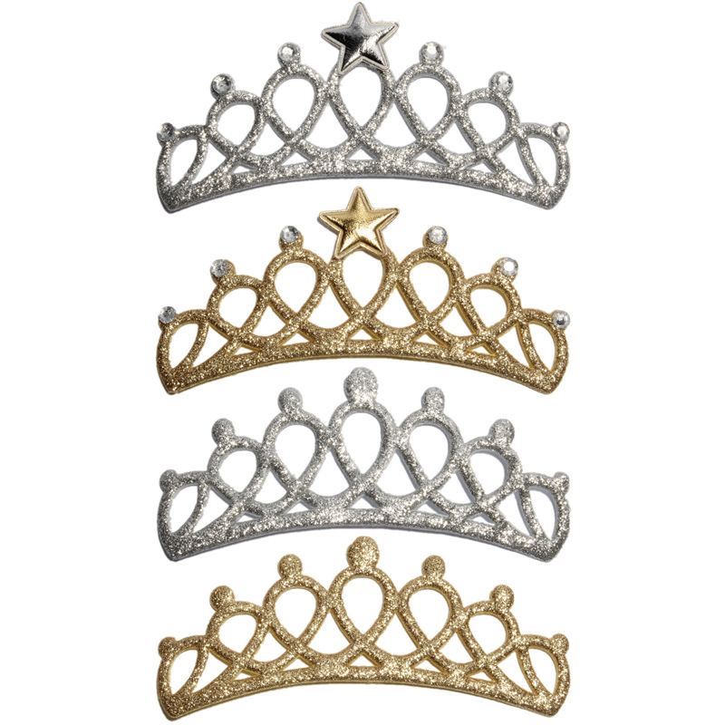 10PCS 13cm Fashion Glitter Nonwovens Felt Crown Patches for Hair Accessories Newborn Vintage Crown Appliques for Kids Headwear