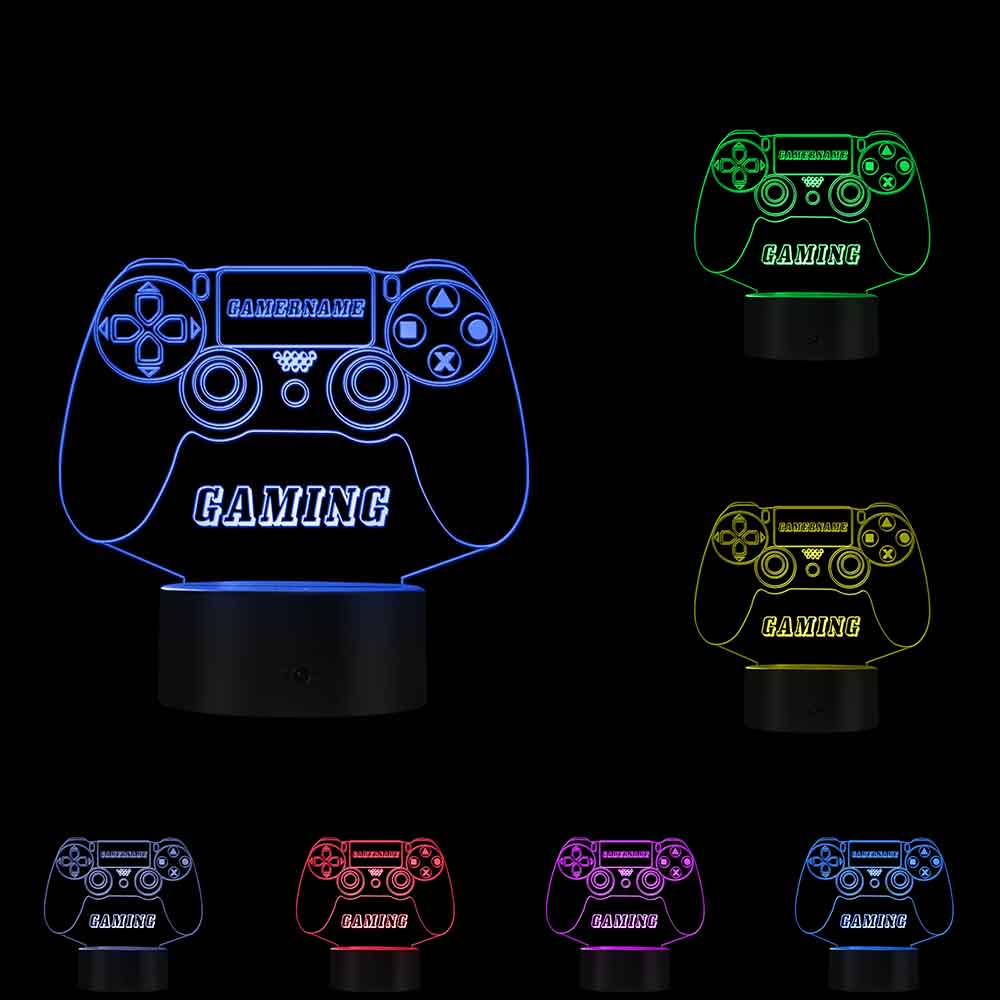 Custom Gamer Name 3D LED Table Night Light Games Console Design Table Lamp Optical illusion Novelty Light 7 Colors Changing
