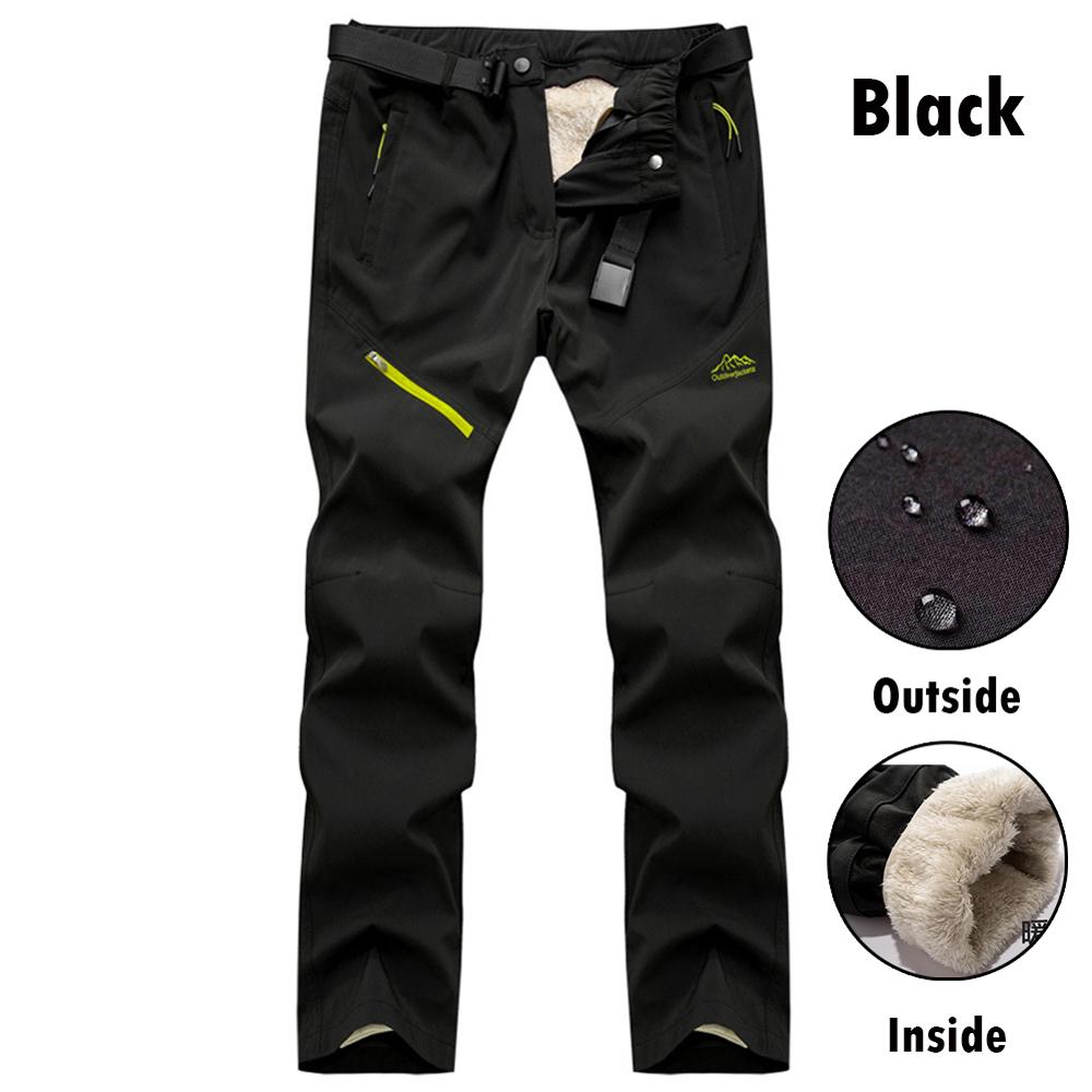 Men's Winter Outdoor Pants Tactical Waterproof Trousers Thick Warm Trekking Camping Pants Removable Fur Lined Velvet Inside 4XL