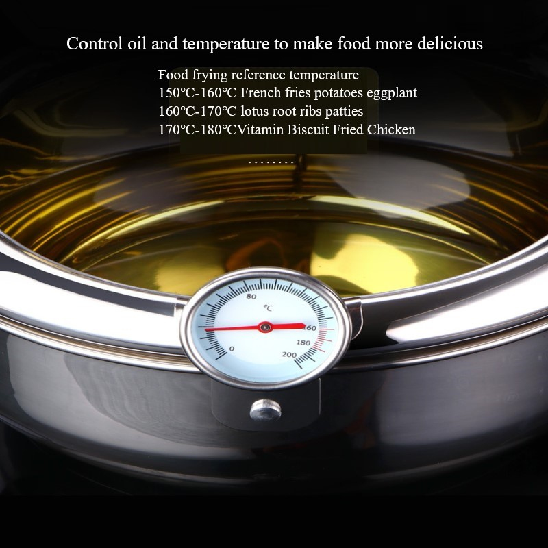 Japanese Deep Frying Pot With A Thermometer And A Lid 304 Stainless Steel Kitchen Tempura Frypot Induction Cooker Fryer Pan