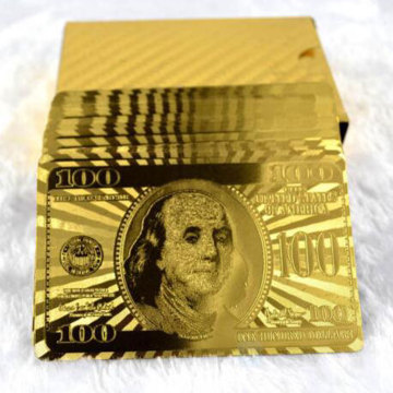 Playing Cards with 24K Gold Leaf Dollar Design Full Deck Poker Game Set Plastic Magic Card Waterproof Cards Playing Cards Gold