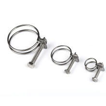 Industrial bolt double wire spring hose clamp