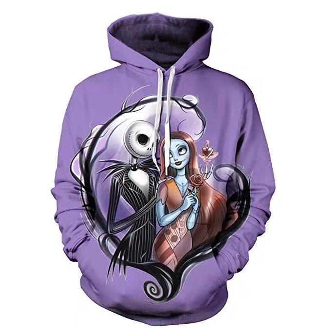 Movie Novelty Cosplay Costume Printed Tim Burton's Corpse Bride Hoodies Jumper Pullovers Plus Size 3XL-4XL Hooded Sweatshirt